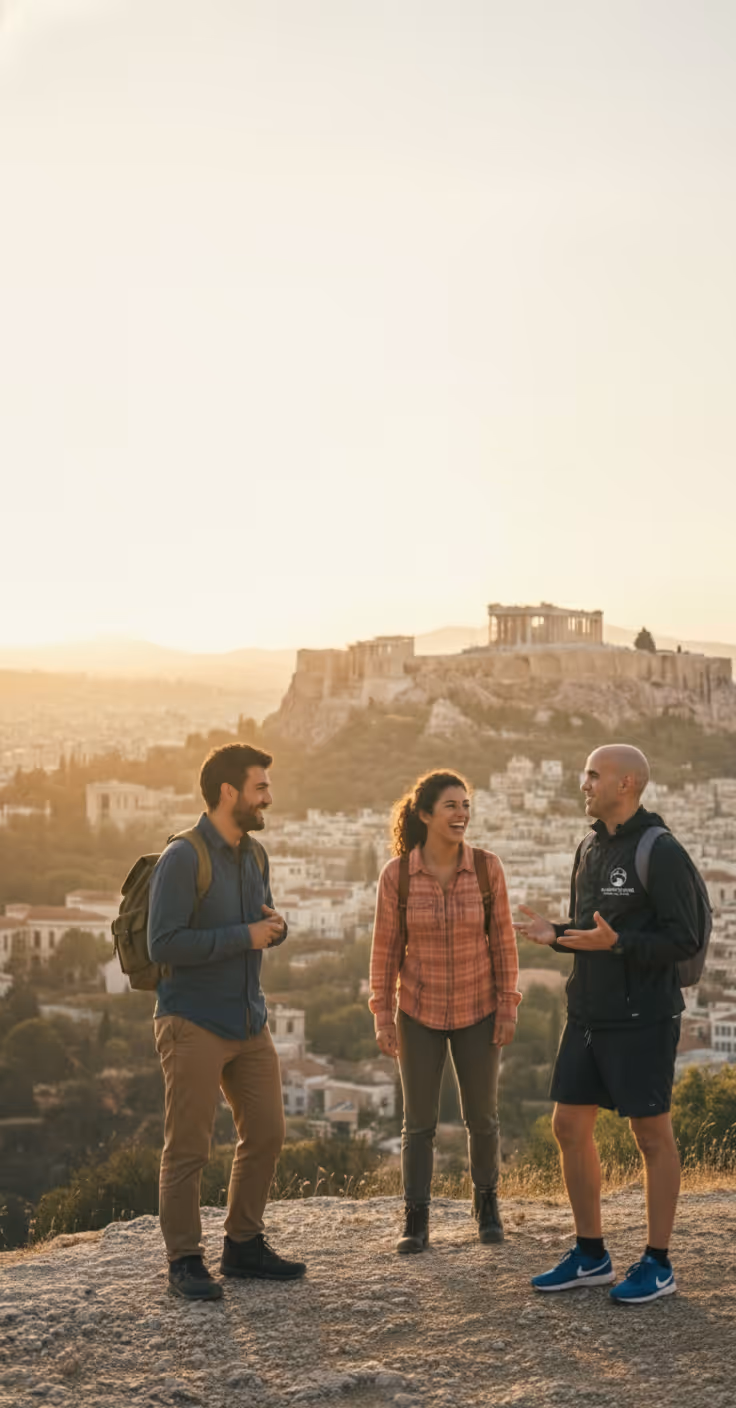 Athens tours — sunrise over the city skyline from Lycabettus Hill summit